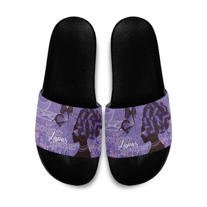 Lupus Awareness Afro Girl - Proud Survivor Slide Sandals Ankara Pattern