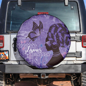 Lupus Awareness Afro Girl - Proud Survivor Spare Tire Cover Ankara Pattern