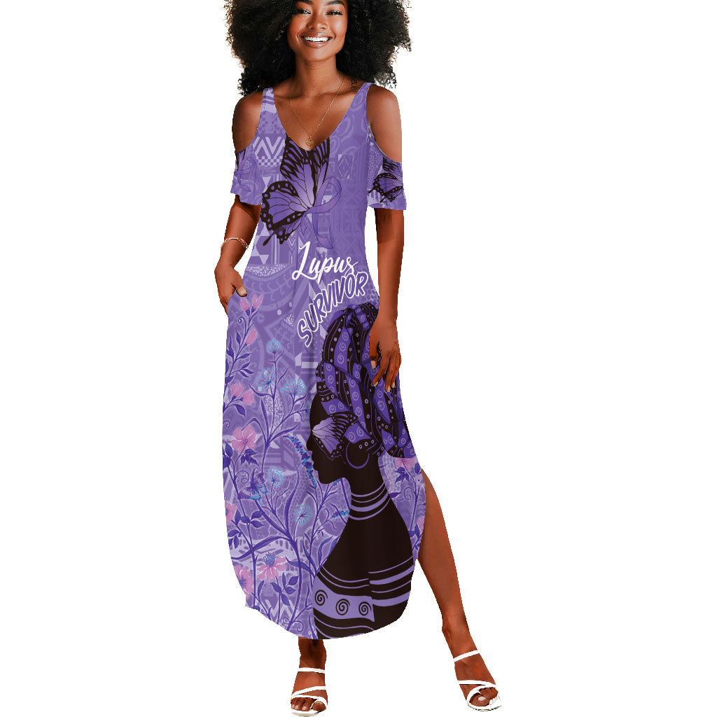 Lupus Awareness Afro Girl - Proud Survivor Summer Maxi Dress Ankara Pattern