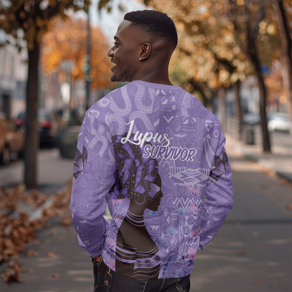 Lupus Awareness Afro Girl - Proud Survivor Sweatshirt Ankara Pattern
