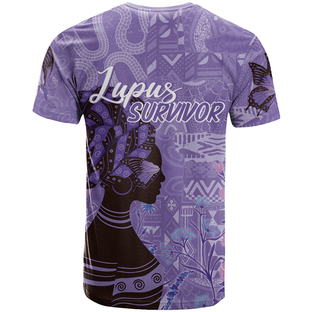 Lupus Awareness Afro Girl - Proud Survivor T shirt Ankara Pattern