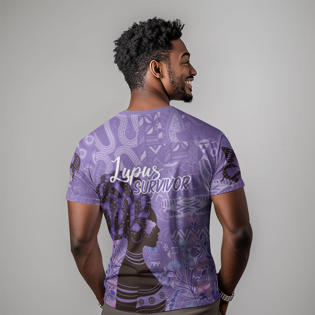 Lupus Awareness Afro Girl - Proud Survivor T shirt Ankara Pattern