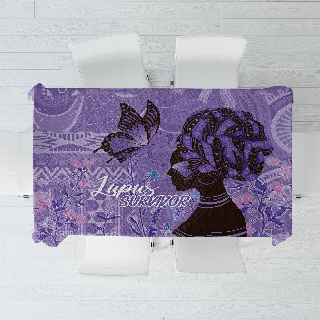 Lupus Awareness Afro Girl - Proud Survivor Tablecloth Ankara Pattern