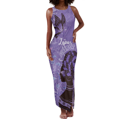 Lupus Awareness Afro Girl - Proud Survivor Tank Maxi Dress Ankara Pattern