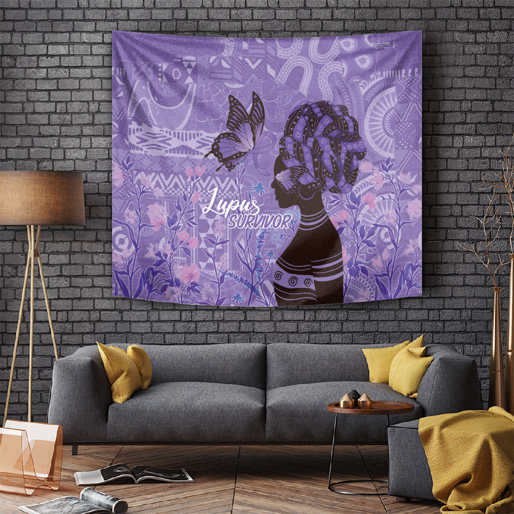 Lupus Awareness Afro Girl - Proud Survivor Tapestry Ankara Pattern