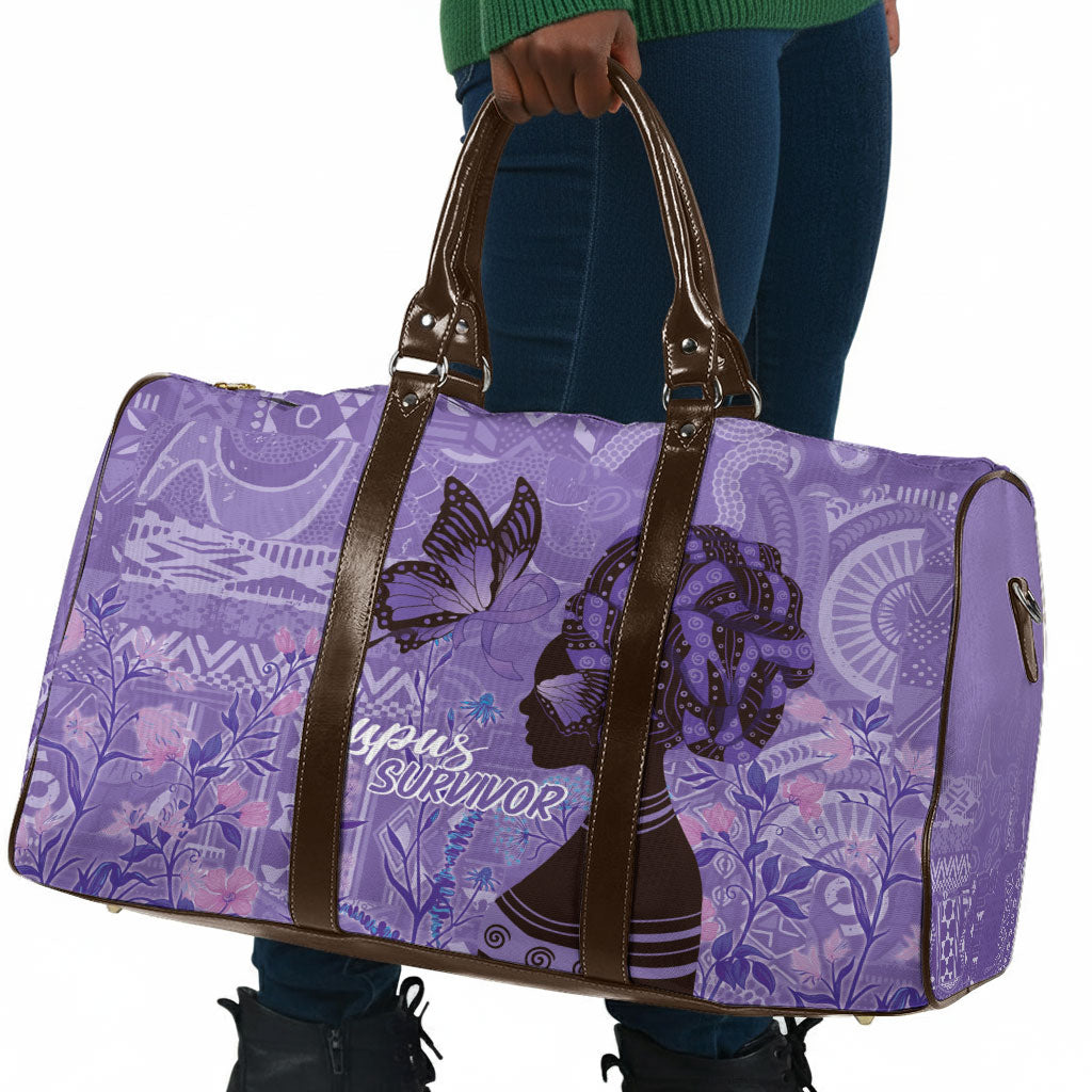 Lupus Awareness Afro Girl - Proud Survivor Travel Bag Ankara Pattern