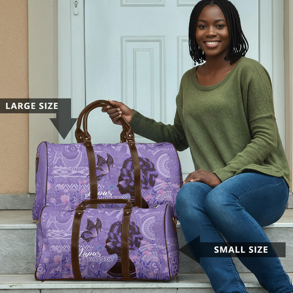 Lupus Awareness Afro Girl - Proud Survivor Travel Bag Ankara Pattern