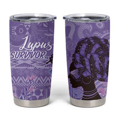 Lupus Awareness Afro Girl - Proud Survivor Tumbler Cup Ankara Pattern