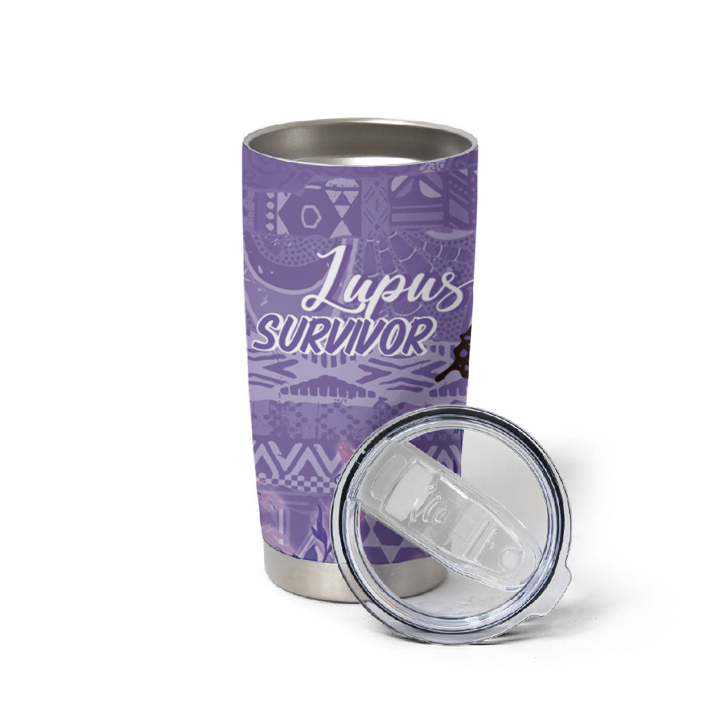 Lupus Awareness Afro Girl - Proud Survivor Tumbler Cup Ankara Pattern