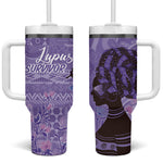 Lupus Awareness Afro Girl - Proud Survivor Tumbler With Handle Ankara Pattern