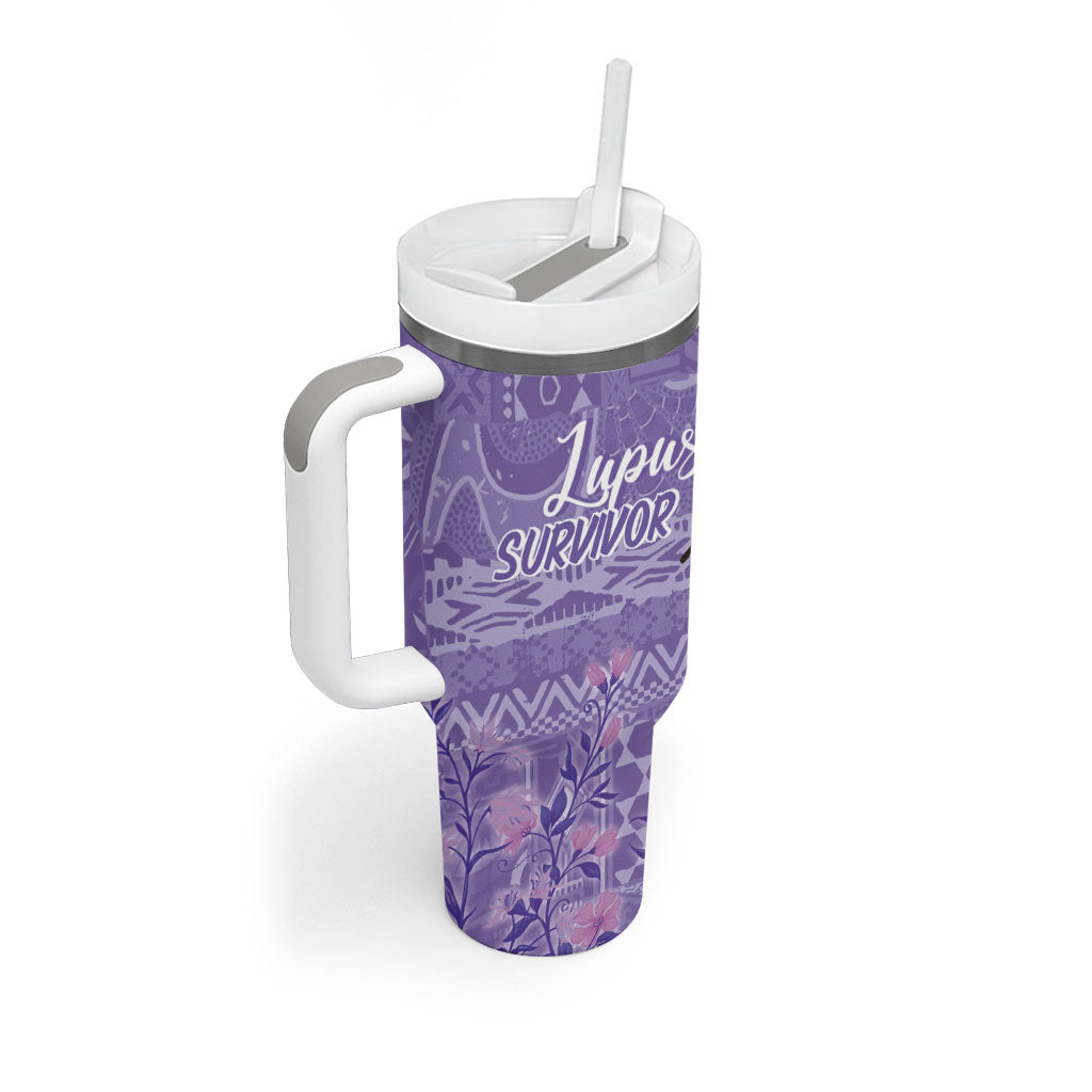 Lupus Awareness Afro Girl - Proud Survivor Tumbler With Handle Ankara Pattern