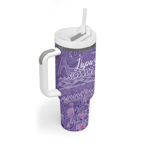 Lupus Awareness Afro Girl - Proud Survivor Tumbler With Handle Ankara Pattern