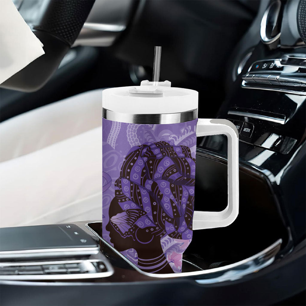 Lupus Awareness Afro Girl - Proud Survivor Tumbler With Handle Ankara Pattern