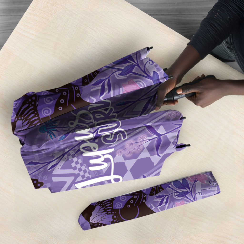 Lupus Awareness Afro Girl - Proud Survivor Umbrella Ankara Pattern
