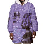 Lupus Awareness Afro Girl - Proud Survivor Wearable Blanket Hoodie Ankara Pattern