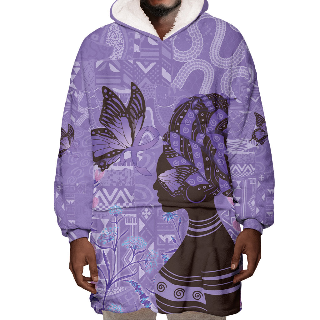 Lupus Awareness Afro Girl - Proud Survivor Wearable Blanket Hoodie Ankara Pattern