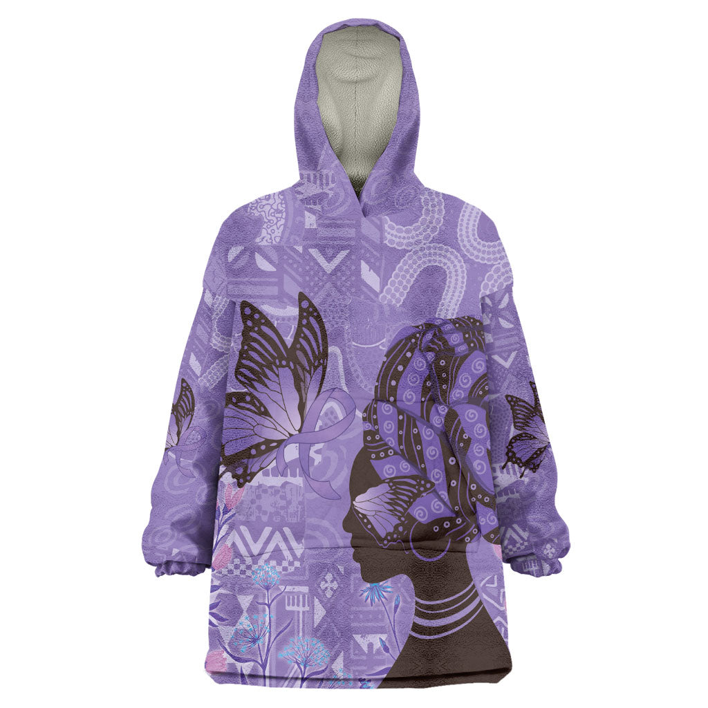 Lupus Awareness Afro Girl - Proud Survivor Wearable Blanket Hoodie Ankara Pattern