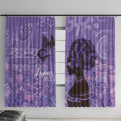 Lupus Awareness Afro Girl - Proud Survivor Window Curtain Ankara Pattern