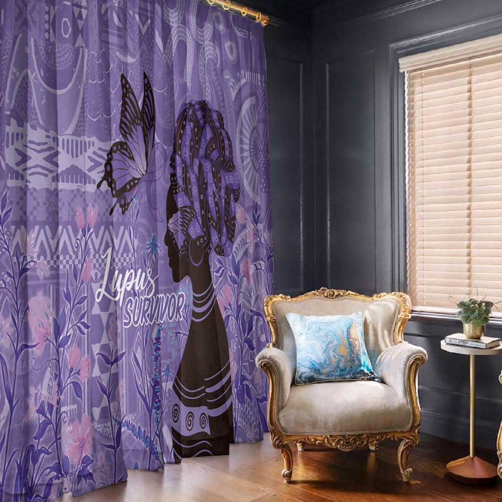 Lupus Awareness Afro Girl - Proud Survivor Window Curtain Ankara Pattern