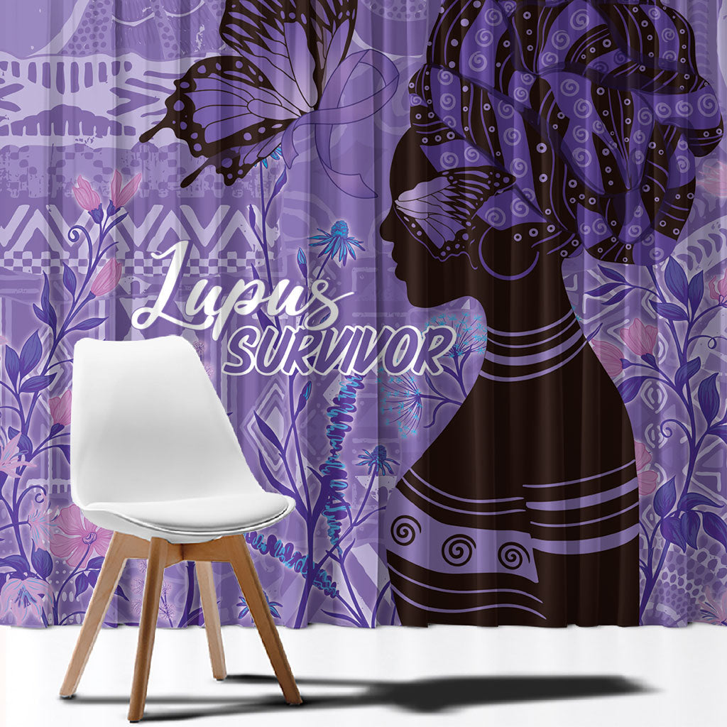 Lupus Awareness Afro Girl - Proud Survivor Window Curtain Ankara Pattern