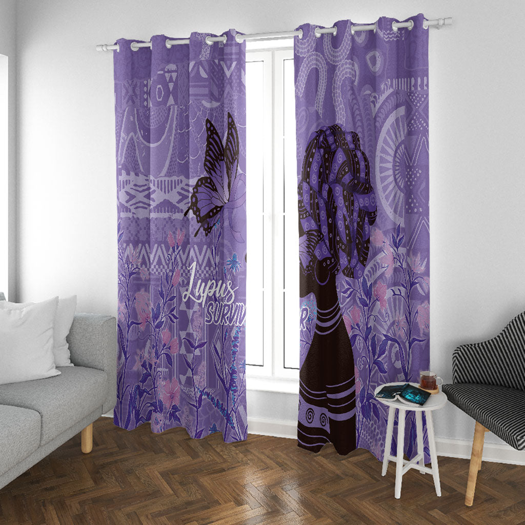 Lupus Awareness Afro Girl - Proud Survivor Window Curtain Ankara Pattern