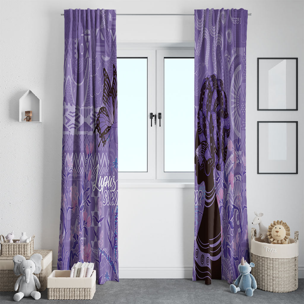 Lupus Awareness Afro Girl - Proud Survivor Window Curtain Ankara Pattern