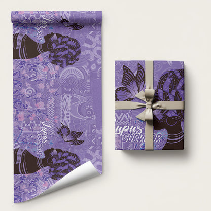 Lupus Awareness Afro Girl - Proud Survivor Wrapping Paper Ankara Pattern