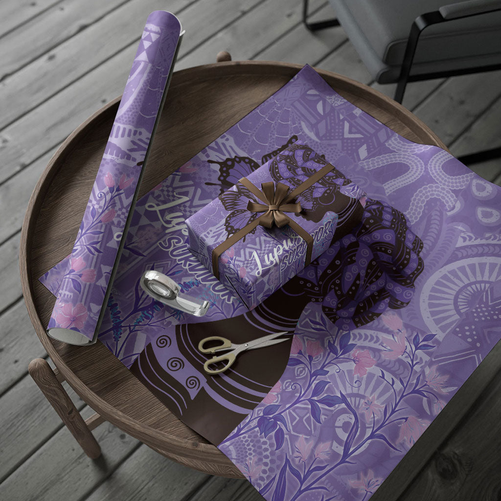 Lupus Awareness Afro Girl - Proud Survivor Wrapping Paper Ankara Pattern