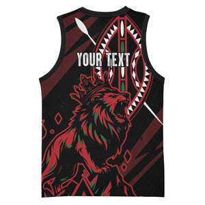 Kenya Personalized Lion Basketball Jersey Stylized Maasai Shield LT7