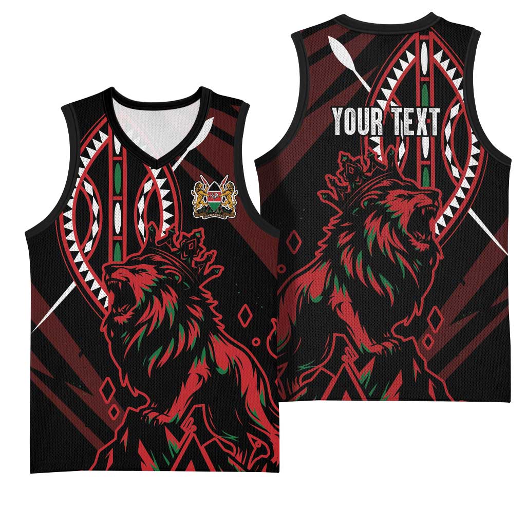 Kenya Personalized Lion Basketball Jersey Stylized Maasai Shield LT7