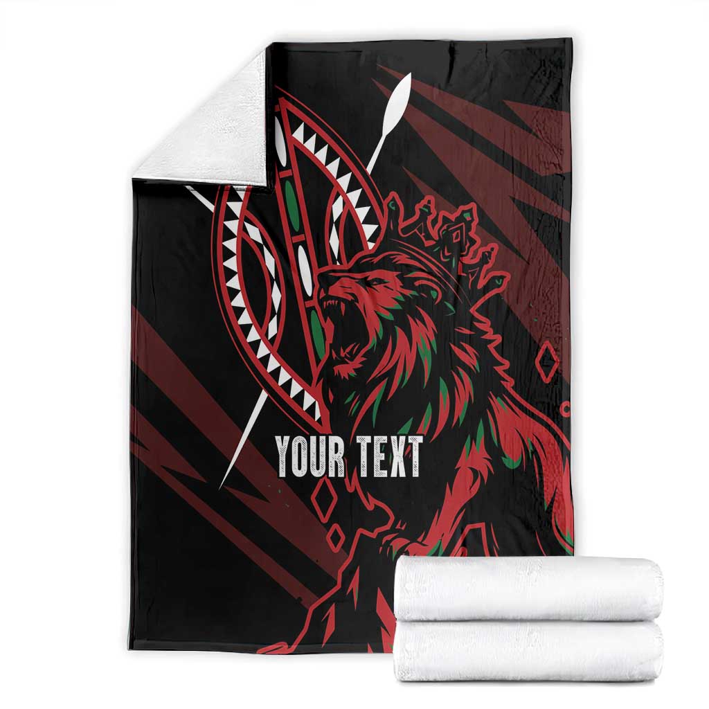 Kenya Personalized Lion Blanket Stylized Maasai Shield - African Pride