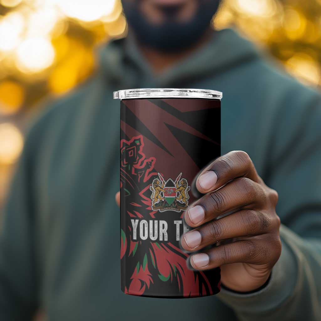 Kenya Personalized Lion 4 in 1 Can Cooler Tumbler Stylized Maasai Shield - African Pride