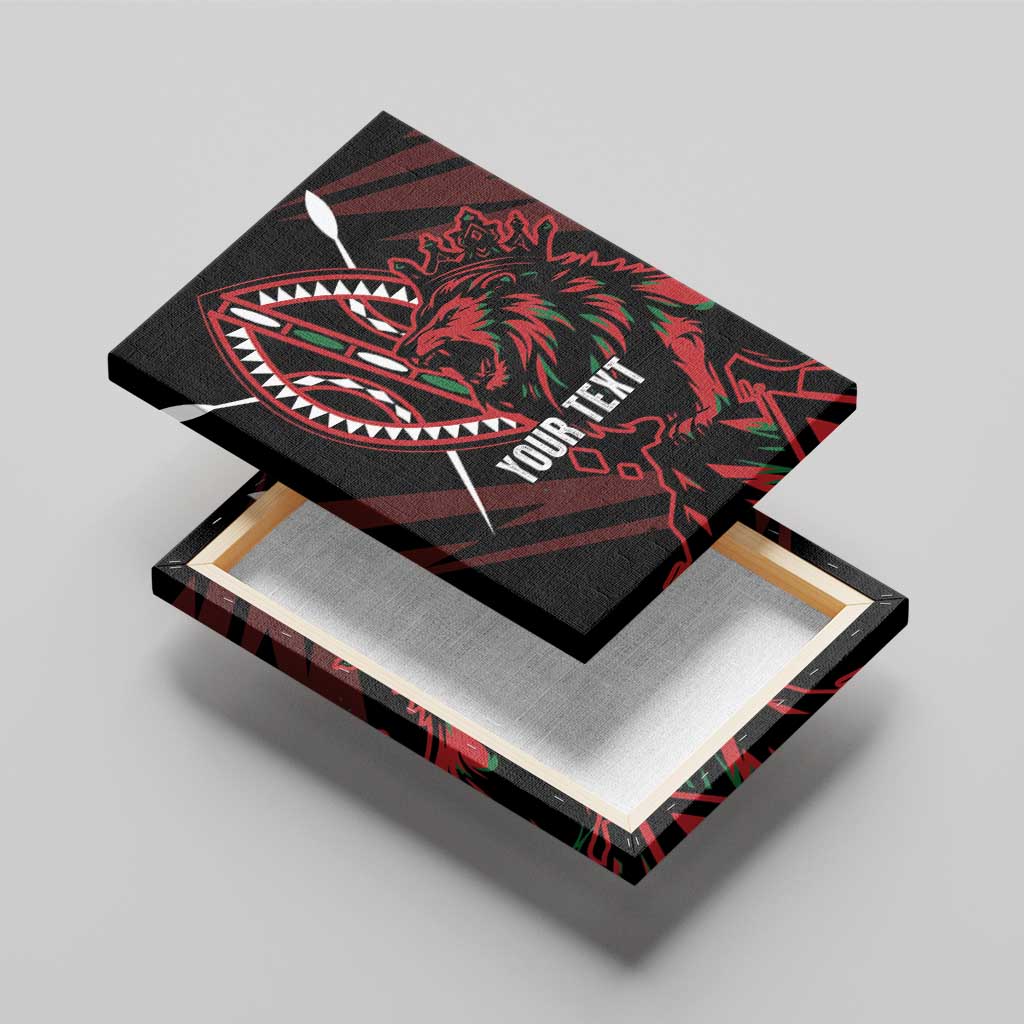 Kenya Personalized Lion Canvas Wall Art Stylized Maasai Shield - African Pride