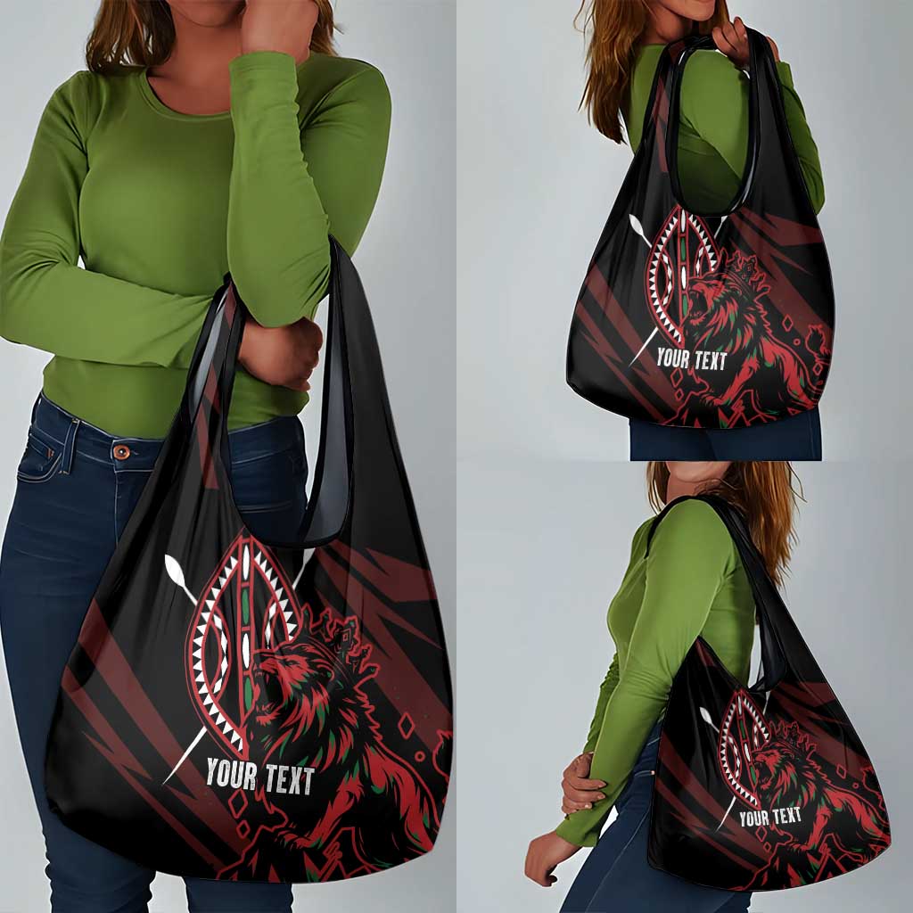 Kenya Personalized Lion Grocery Bag Stylized Maasai Shield - African Pride