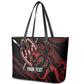 Kenya Personalized Lion Leather Tote Bag Stylized Maasai Shield - African Pride