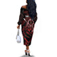 Kenya Personalized Lion Off The Shoulder Long Sleeve Dress Stylized Maasai Shield - African Pride