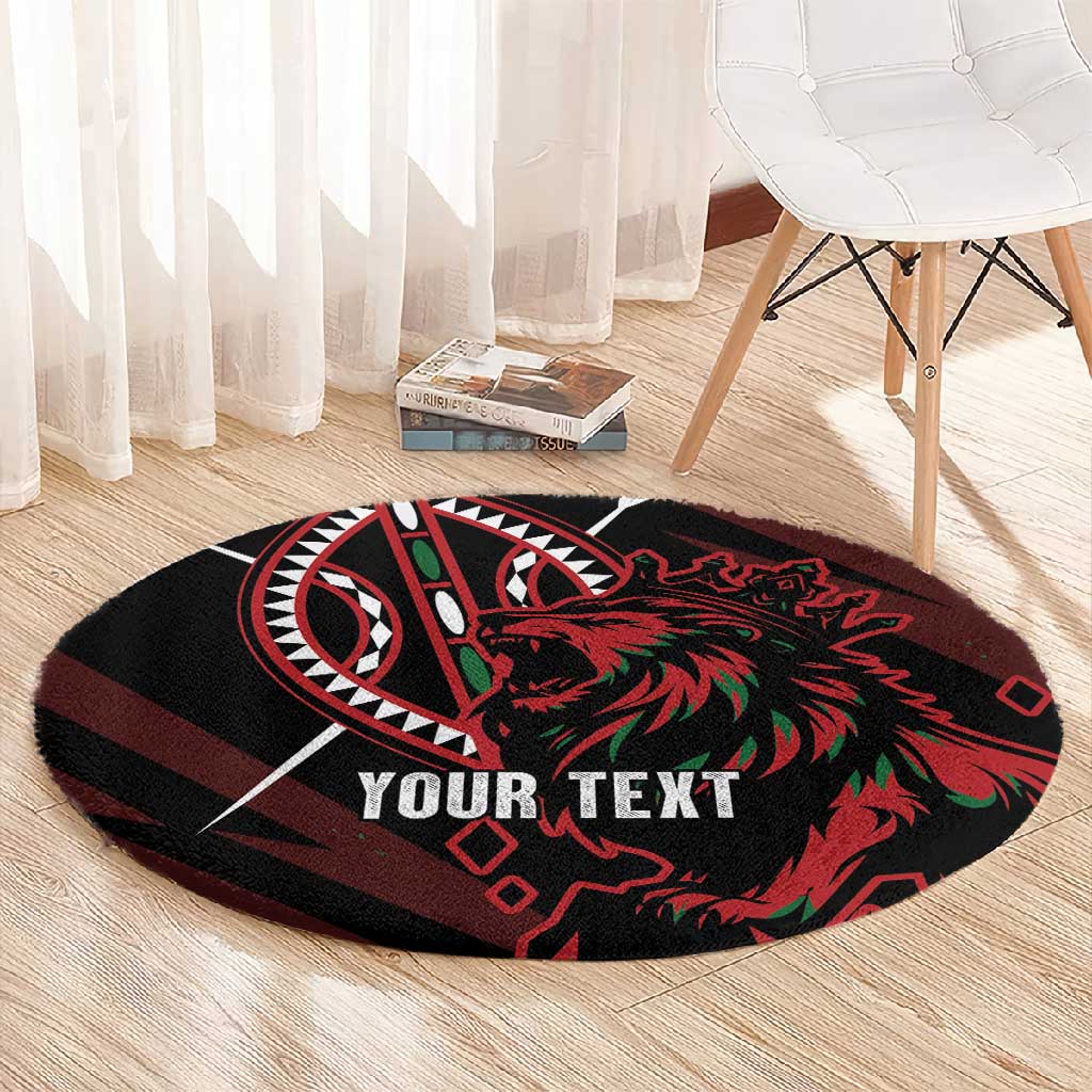 Kenya Personalized Lion Round Carpet Stylized Maasai Shield - African Pride