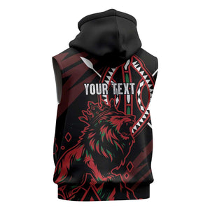 Kenya Personalized Lion Sleeveless Hoodie Stylized Maasai Shield - African Pride