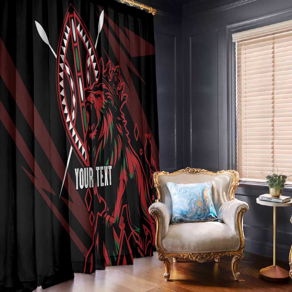Kenya Personalized Lion Window Curtain Stylized Maasai Shield - African Pride
