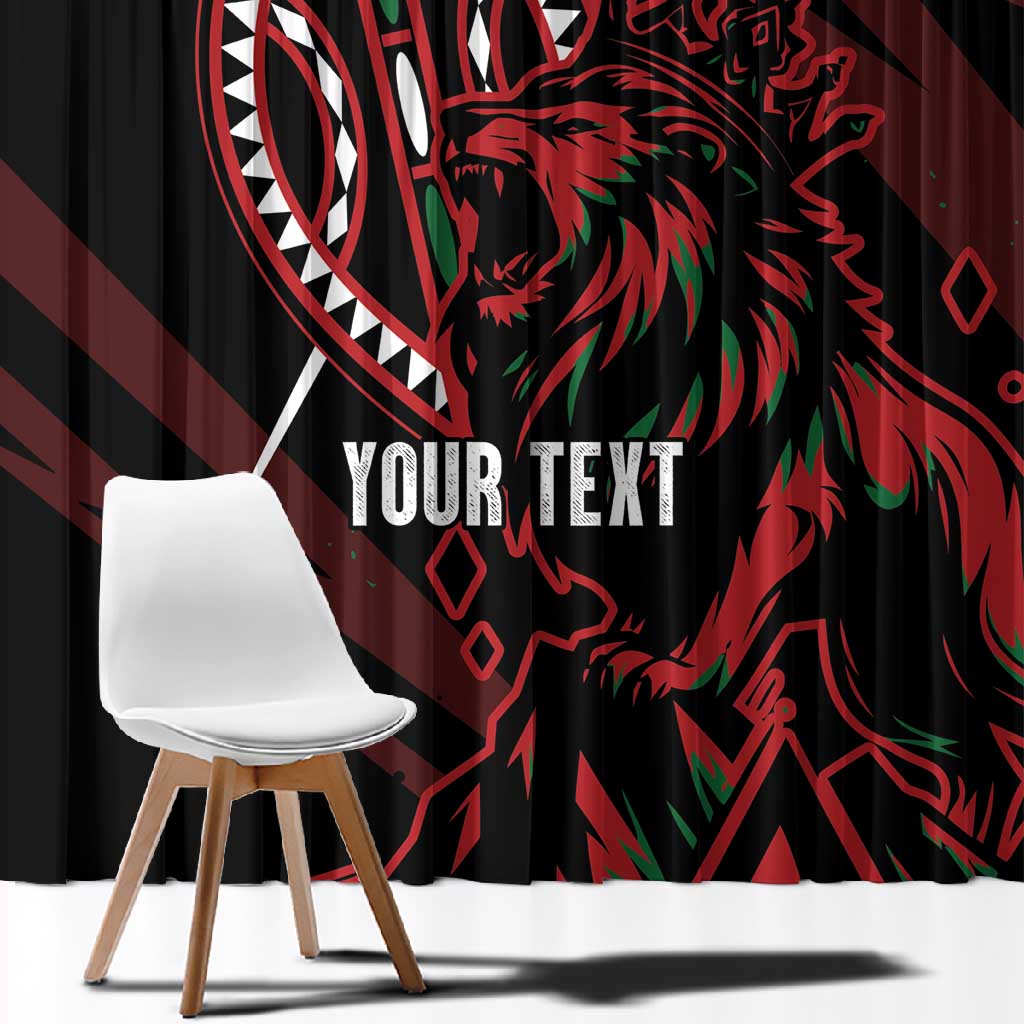 Kenya Personalized Lion Window Curtain Stylized Maasai Shield - African Pride