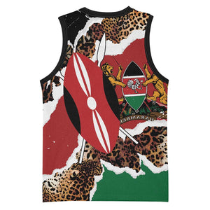 Kenya Basketball Jersey Mix Animal Skin Pattern Grunge Style LT7