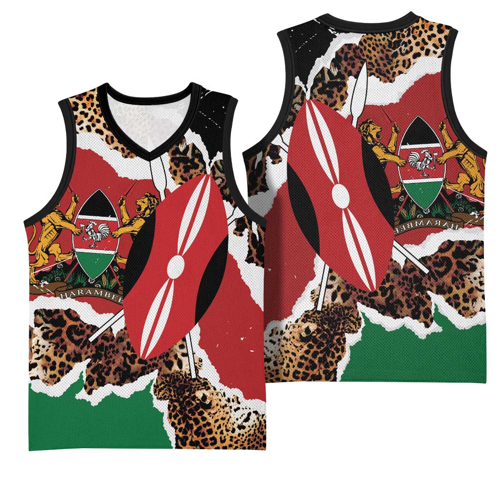 Kenya Basketball Jersey Mix Animal Skin Pattern Grunge Style LT7