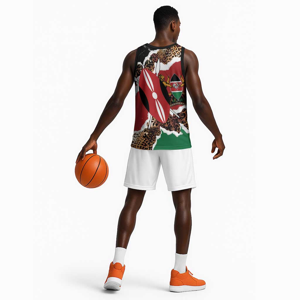 Kenya Basketball Jersey Mix Animal Skin Pattern Grunge Style LT7