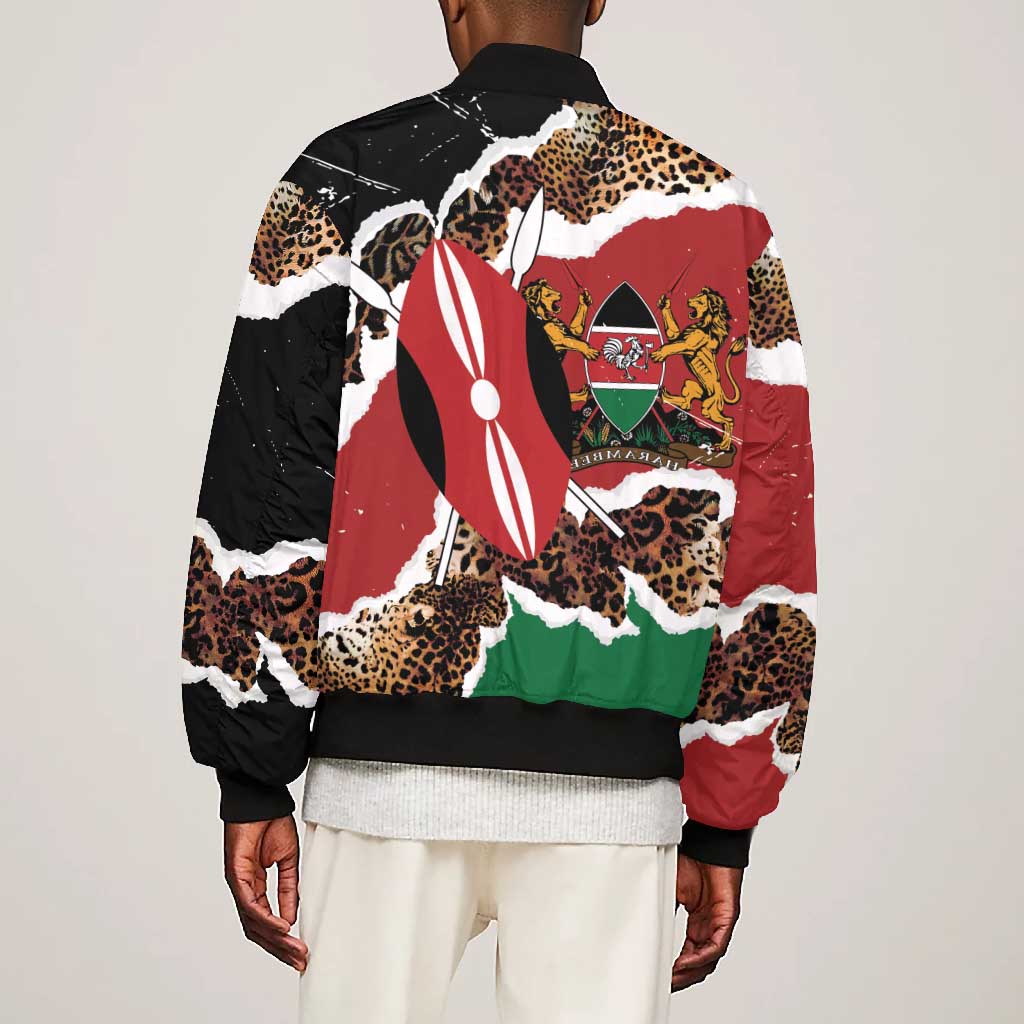 Kenya Bomber Jacket Mix Animal Skin Pattern Grunge Style - African Pride
