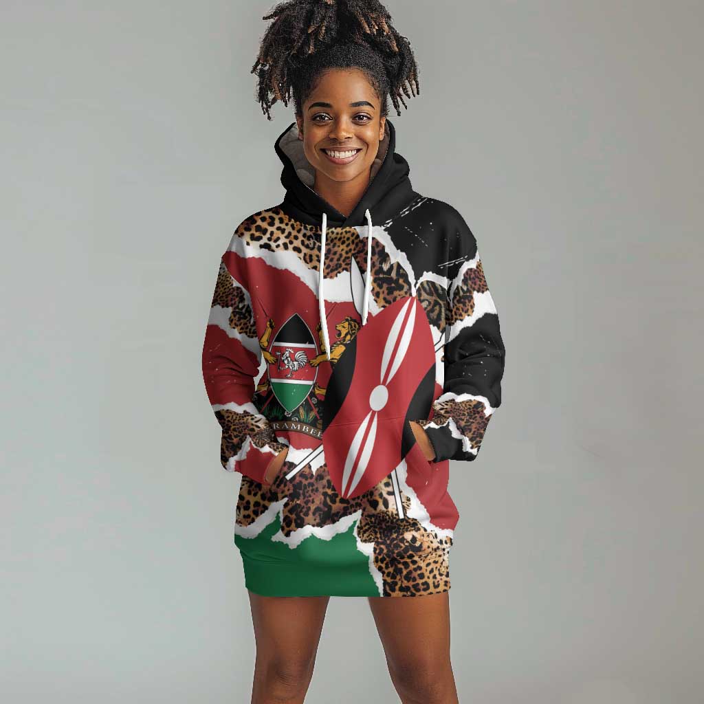 Kenya Hoodie Dress Mix Animal Skin Pattern Grunge Style - African Pride