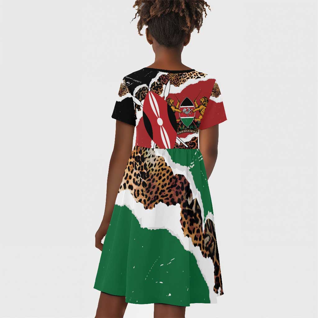 Kenya Kid Short Sleeve Dress Mix Animal Skin Pattern Grunge Style - African Pride