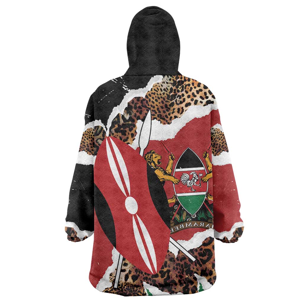 Kenya Kid Wearable Blanket Hoodie Mix Animal Skin Pattern Grunge Style - African Pride