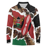 Kenya Long Sleeve Polo Shirt Mix Animal Skin Pattern Grunge Style - African Pride