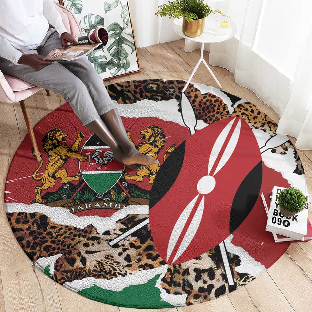 Kenya Round Carpet Mix Animal Skin Pattern Grunge Style - African Pride