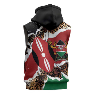 Kenya Sleeveless Zip Hoodie Mix Animal Skin Pattern Grunge Style - African Pride